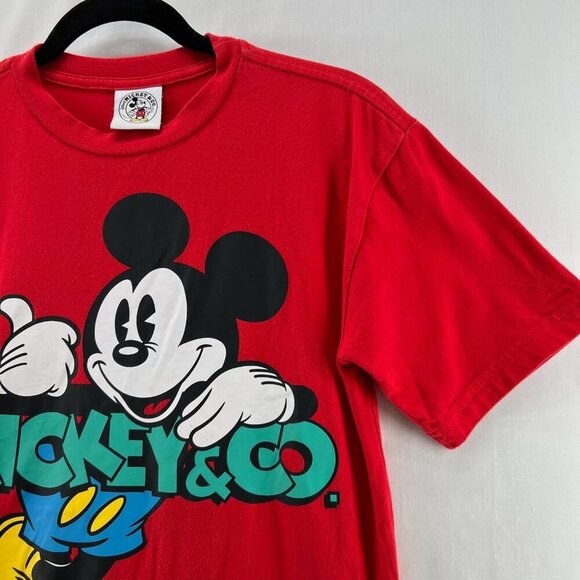 Disney Mickey Mouse & Co T-Shirt S Mickey Mouse Graphic Print Crew Neck Red - Picture 3 of 7